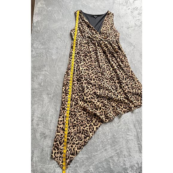 Torrid Leopard Print Asymmetrical Hem Midi Dress 2X Plus Size Mob Wife Goth - Picture 13 of 16